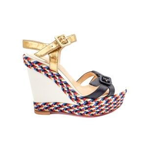 Christian Louboutin Gold and Black Platform Sandals